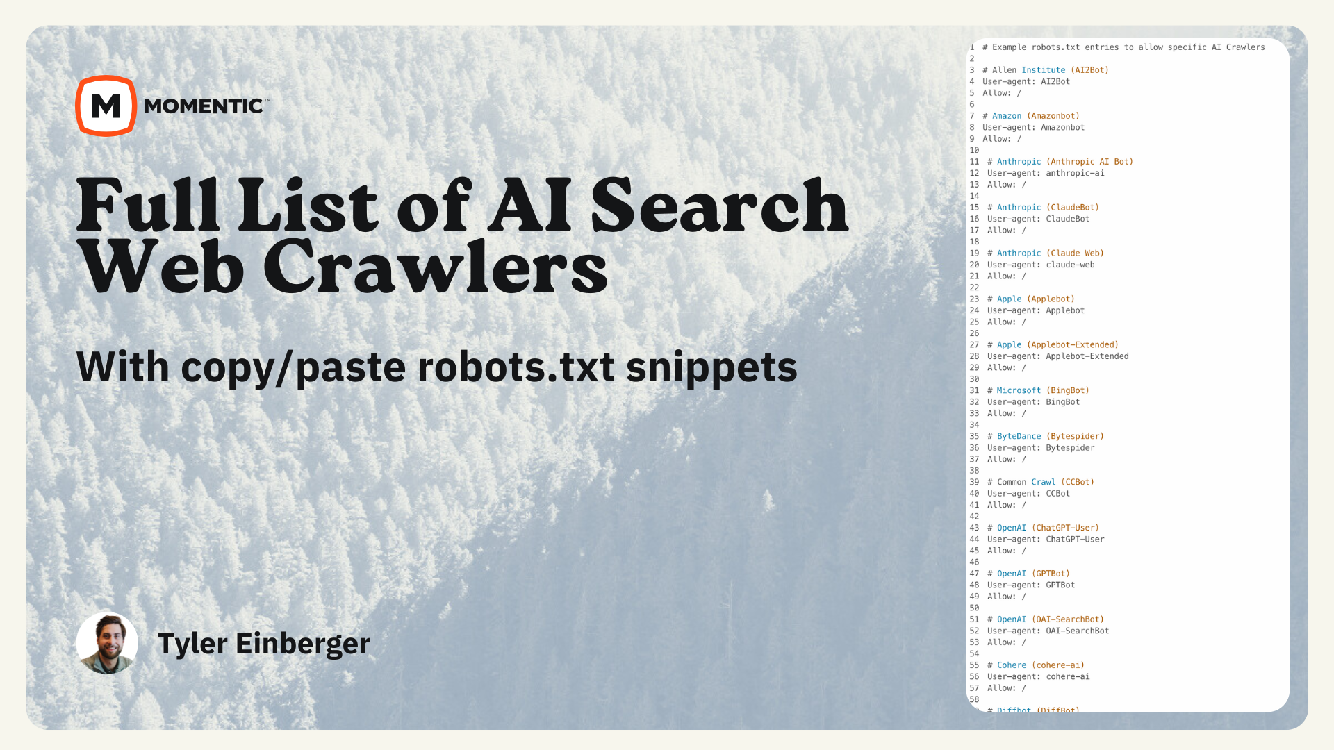 List of Top AI Search Crawlers + User Agents (April 2025) Momentic(01)